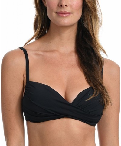 Crossover Bikini Top Black $44.00 Swimsuits