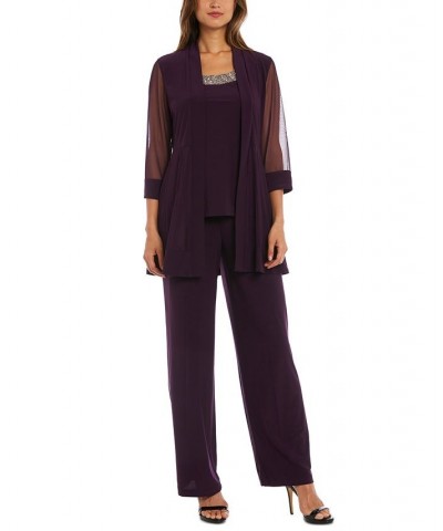 Embellished Layered-Look Pantsuit Purple $64.50 Outfits