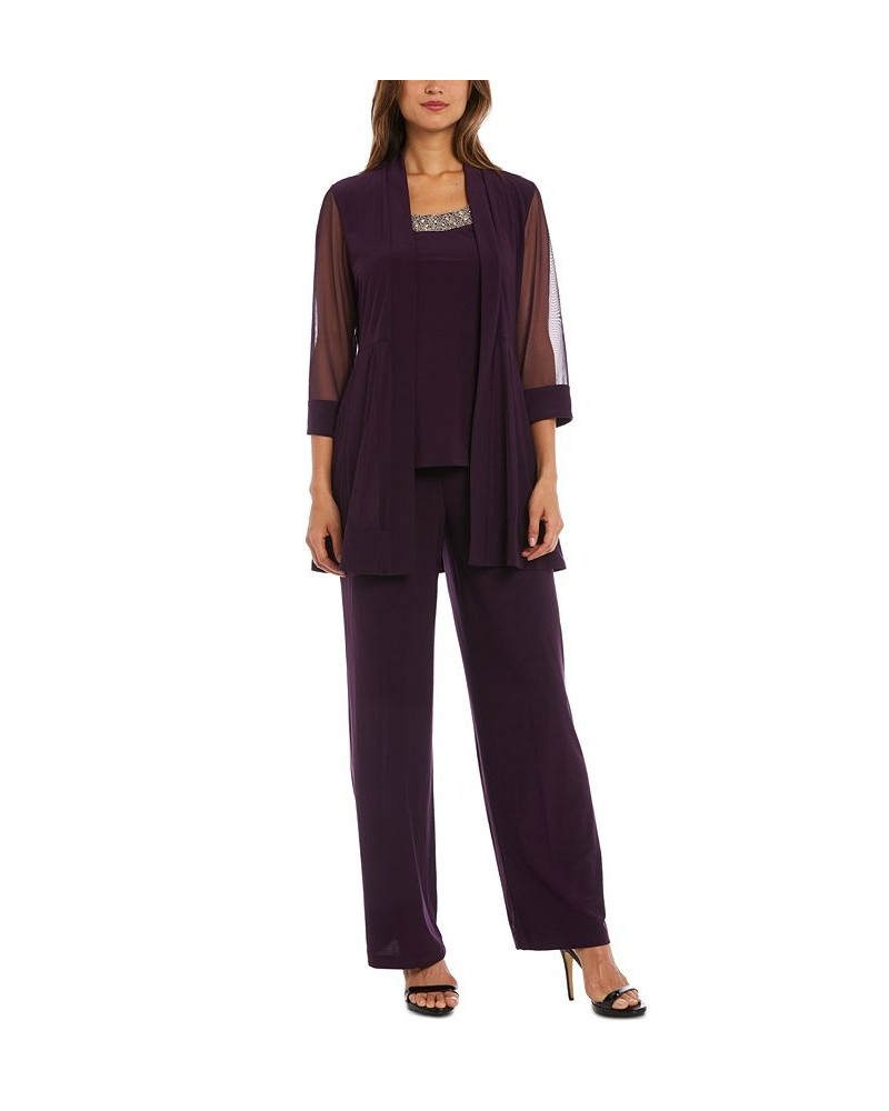 Embellished Layered-Look Pantsuit Purple $64.50 Outfits