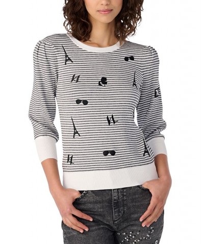 Women's Striped Signature Sweater White/ Black $54.73 Sweaters