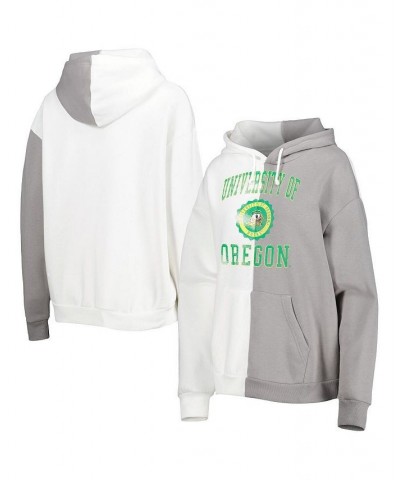 Women's Gray White Oregon Ducks Split Pullover Hoodie Gray, White $43.19 Sweatshirts