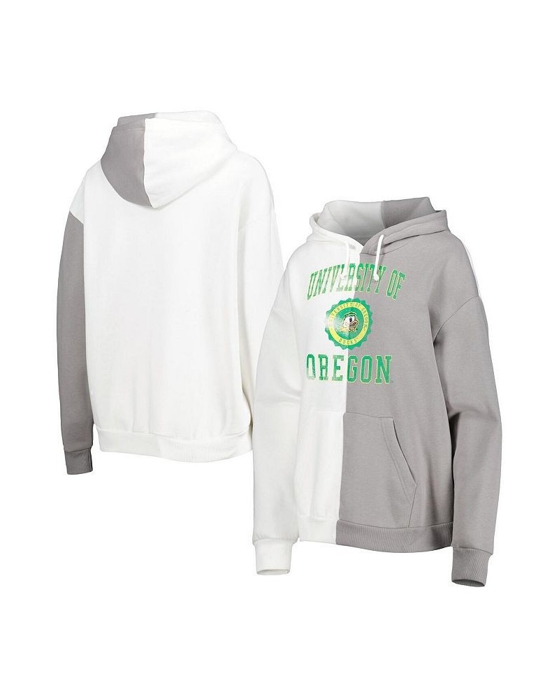 Women's Gray White Oregon Ducks Split Pullover Hoodie Gray, White $43.19 Sweatshirts