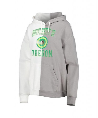 Women's Gray White Oregon Ducks Split Pullover Hoodie Gray, White $43.19 Sweatshirts