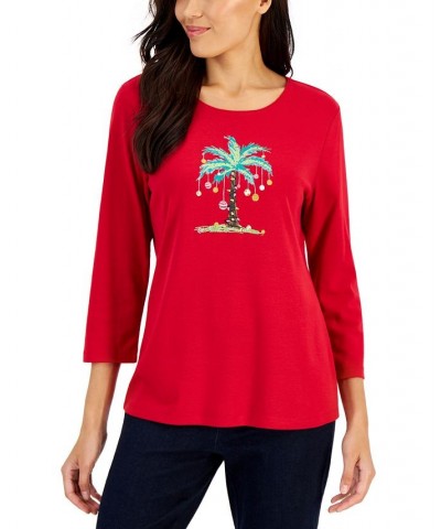 Women's Holiday Beach Top New Red Amore Shells $11.88 Tops