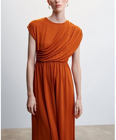 Women's Draped Detail Dress Orange $44.00 Dresses