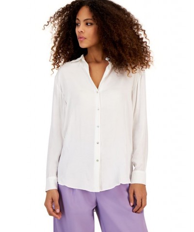 Women's Elena Button-Down Shirt White $41.60 Tops