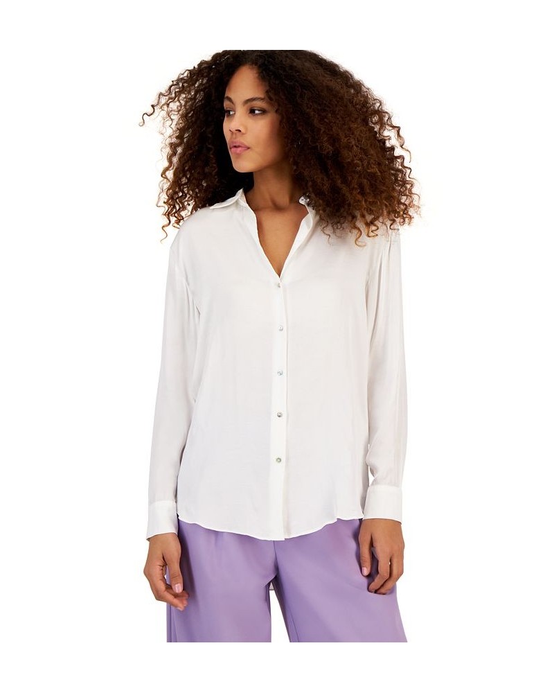 Women's Elena Button-Down Shirt White $41.60 Tops