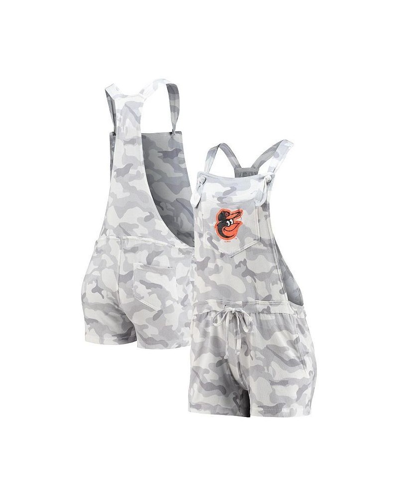 Women's Gray Baltimore Orioles Camo Overall Romper Gray $31.89 Shorts