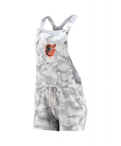 Women's Gray Baltimore Orioles Camo Overall Romper Gray $31.89 Shorts