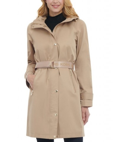 Women's Belted Hooded Trench Coat Tan/Beige $61.60 Coats