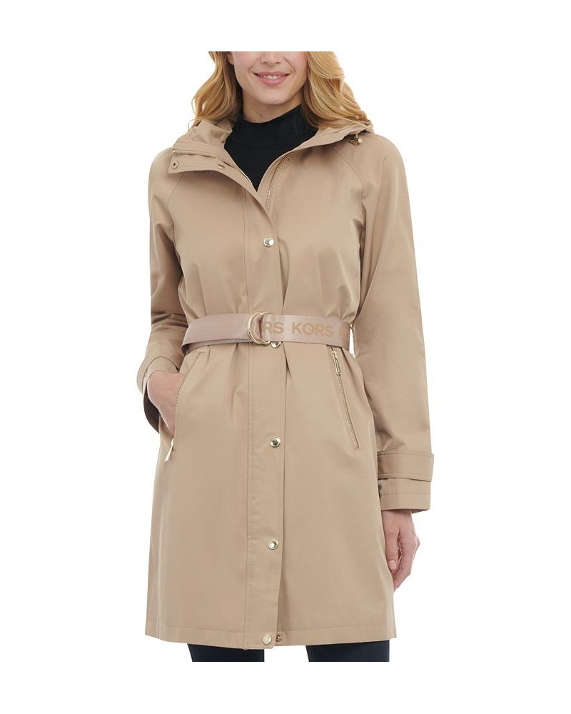 Women's Belted Hooded Trench Coat Tan/Beige $61.60 Coats