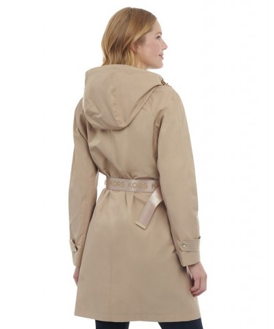 Women's Belted Hooded Trench Coat Tan/Beige $61.60 Coats