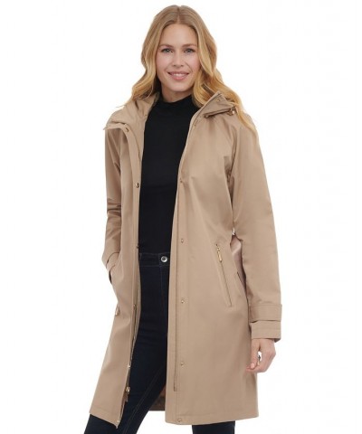 Women's Belted Hooded Trench Coat Tan/Beige $61.60 Coats