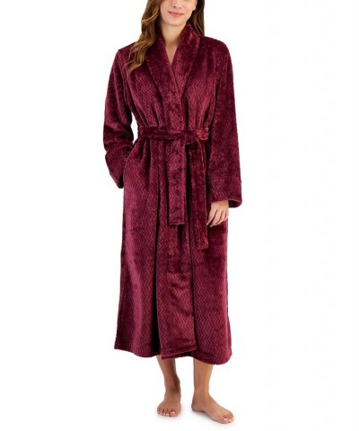 Women's Plush Zig Zag Wrap Robe Red $19.37 Sleepwear