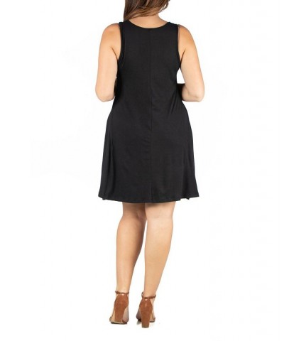 Plus Size Fit and Flare Knee Length Tank Dress Black $19.88 Dresses