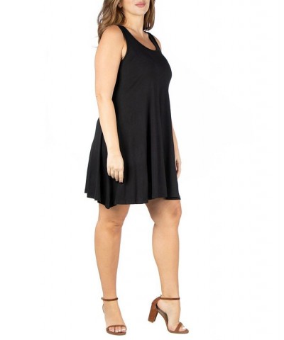 Plus Size Fit and Flare Knee Length Tank Dress Black $19.88 Dresses