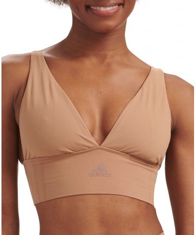 Women's Longline Plunge Light Support Bra 4A7H69 Brown $17.38 Bras