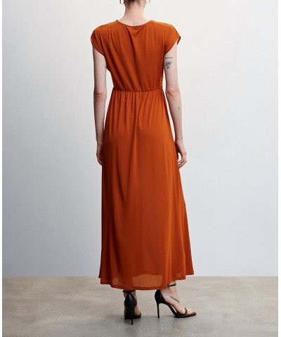 Women's Draped Detail Dress Orange $44.00 Dresses