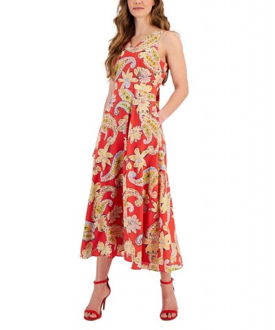 Petite Printed V-Neck Sleeveless Tie-Back Dress Grenadine Paisley $70.03 Dresses