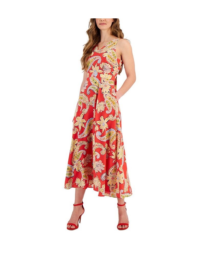 Petite Printed V-Neck Sleeveless Tie-Back Dress Grenadine Paisley $70.03 Dresses