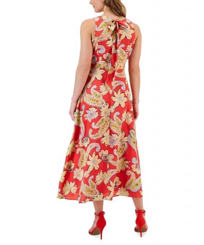 Petite Printed V-Neck Sleeveless Tie-Back Dress Grenadine Paisley $70.03 Dresses