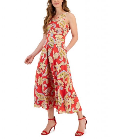 Petite Printed V-Neck Sleeveless Tie-Back Dress Grenadine Paisley $70.03 Dresses