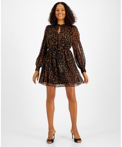 Women's Morgane Floral-Print Belted Chiffon Dress Amber Lynx Print $28.73 Dresses