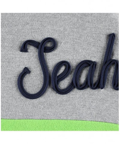 Women's Heathered Gray College Navy Seattle Seahawks Outfield Deep V-Back Pullover Sweatshirt Blue $40.14 Sweatshirts