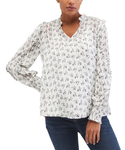 Chiffon Ruffle-Sleeve Maternity Top White Ditsy $29.12 Tops