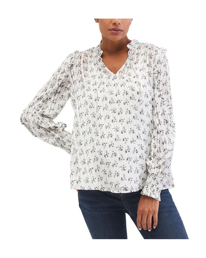 Chiffon Ruffle-Sleeve Maternity Top White Ditsy $29.12 Tops