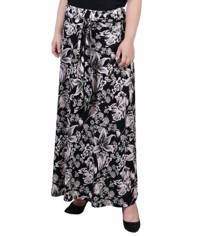 Plus Size Maxi with Sash Waist Tie Skirt Black White Floral $15.05 Skirts