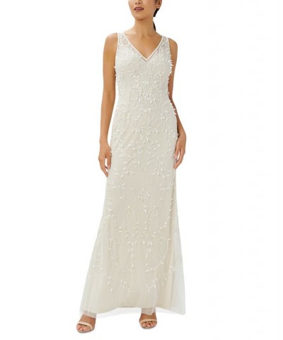 Women's Embellished Sleeveless Gown Ivory Pearl $83.52 Dresses