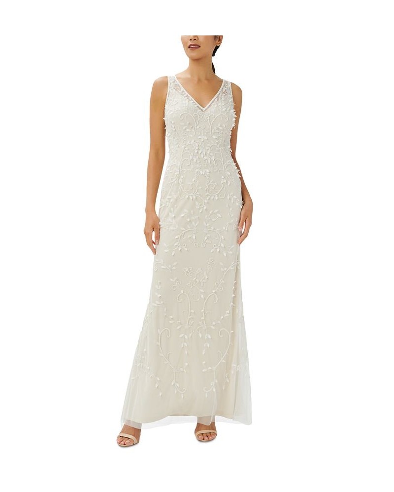 Women's Embellished Sleeveless Gown Ivory Pearl $83.52 Dresses