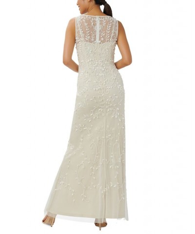 Women's Embellished Sleeveless Gown Ivory Pearl $83.52 Dresses