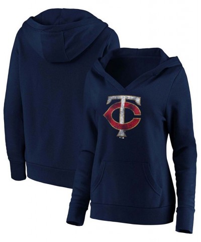 Plus Size Navy Minnesota Twins Core Team Crossover V-Neck Pullover Hoodie Navy $43.99 Sweatshirts