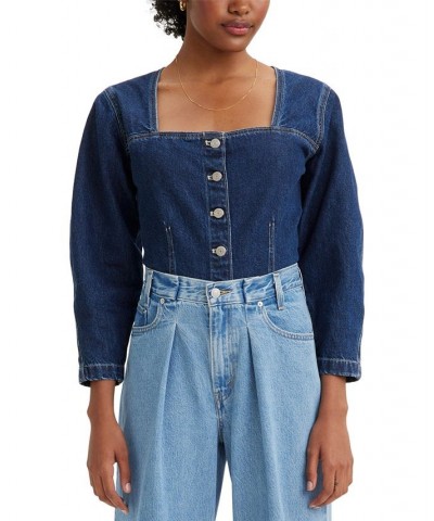 Women's Milo Cotton Denim Square-Neck Blouse Do It 2 $46.54 Tops