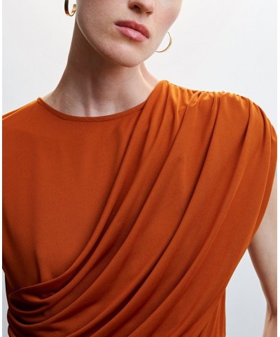 Women's Draped Detail Dress Orange $44.00 Dresses