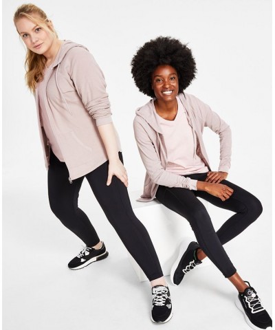 Plus Size Ruched-Sleeve Zip Hoodie T-Shirt & Leggings Purple $26.09 Hosiery