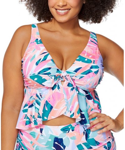 Trendy Plus Size Miami Nights Topanga Bra White Multi $36.40 Swimsuits