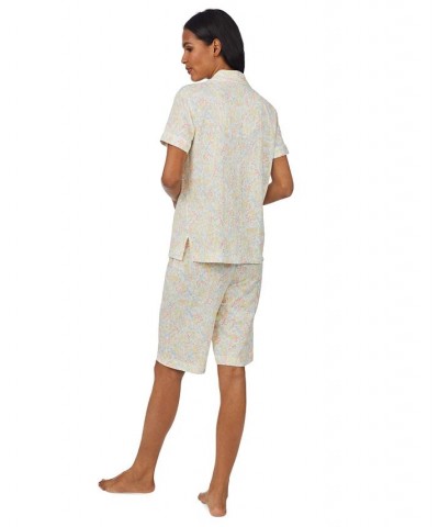 Women's Notch-Collar & Bermuda Pajama Shorts Set Sm Flora $37.74 Sleepwear