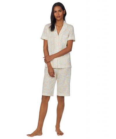 Women's Notch-Collar & Bermuda Pajama Shorts Set Sm Flora $37.74 Sleepwear