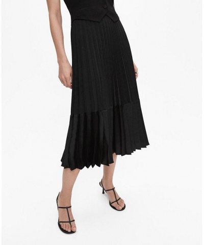 Women's Pleated Midi Skirt Black $40.70 Skirts