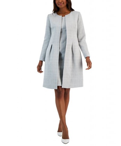 Women's Jacquard Long Jacket & Sheath Dress Regular and Petite Sizes Silver $60.80 Suits