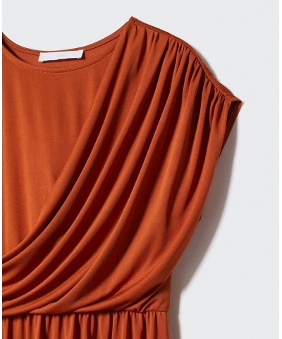 Women's Draped Detail Dress Orange $44.00 Dresses