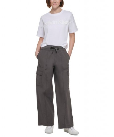 Calvin Klein Women's Sport Cargo Wide Leg Pants Brown $22.38 Pants