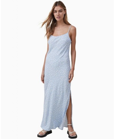 Women's Slip Midi Dress Tully Ditsy Seaside Blue $22.00 Dresses