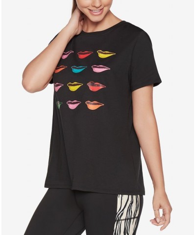 x Diane von Furstenberg Women's Midnight Kiss Crewneck T-Shirt Black $16.69 Tops