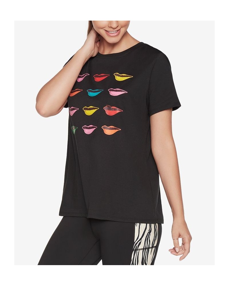 x Diane von Furstenberg Women's Midnight Kiss Crewneck T-Shirt Black $16.69 Tops