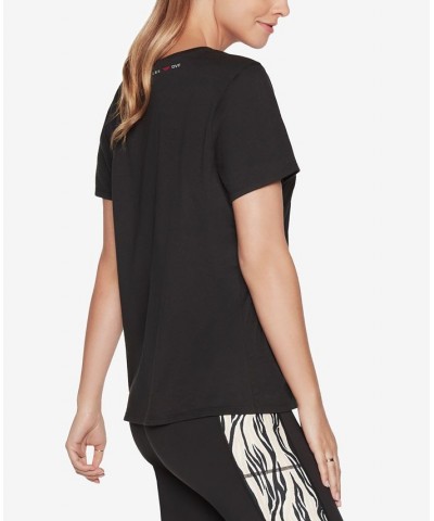 x Diane von Furstenberg Women's Midnight Kiss Crewneck T-Shirt Black $16.69 Tops