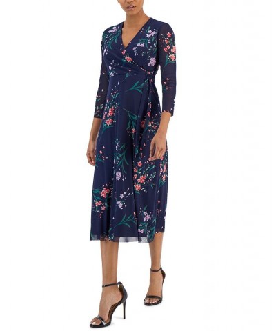 Women's Floral-Print Wrap-Style Midi Dress Distant Mountain Multi $68.54 Dresses